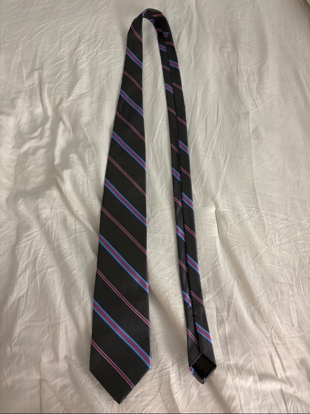 BROOKS BROTHERS Silk Tie ~ Gray Pink Blue Striped. Made in USA